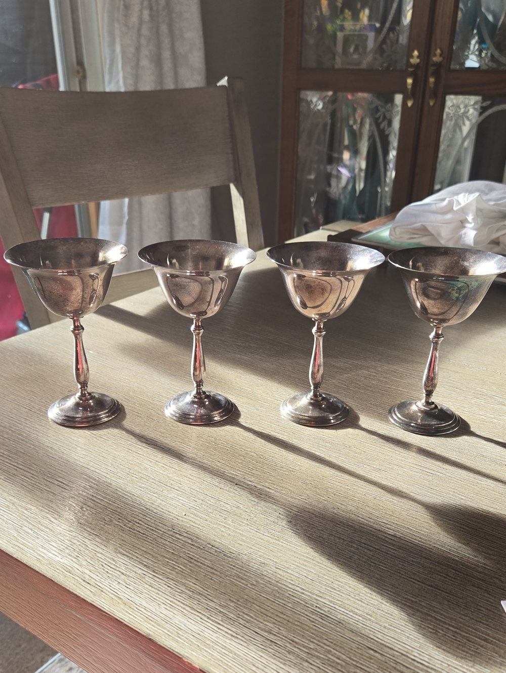 4- Rare Vintage Silver Plate Wine Goblet Sheets Rockford Silver Co. 1875